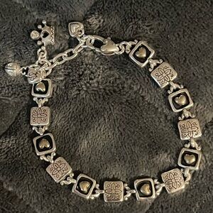 Brighton Silver Bracelet with Gold Heart Charms